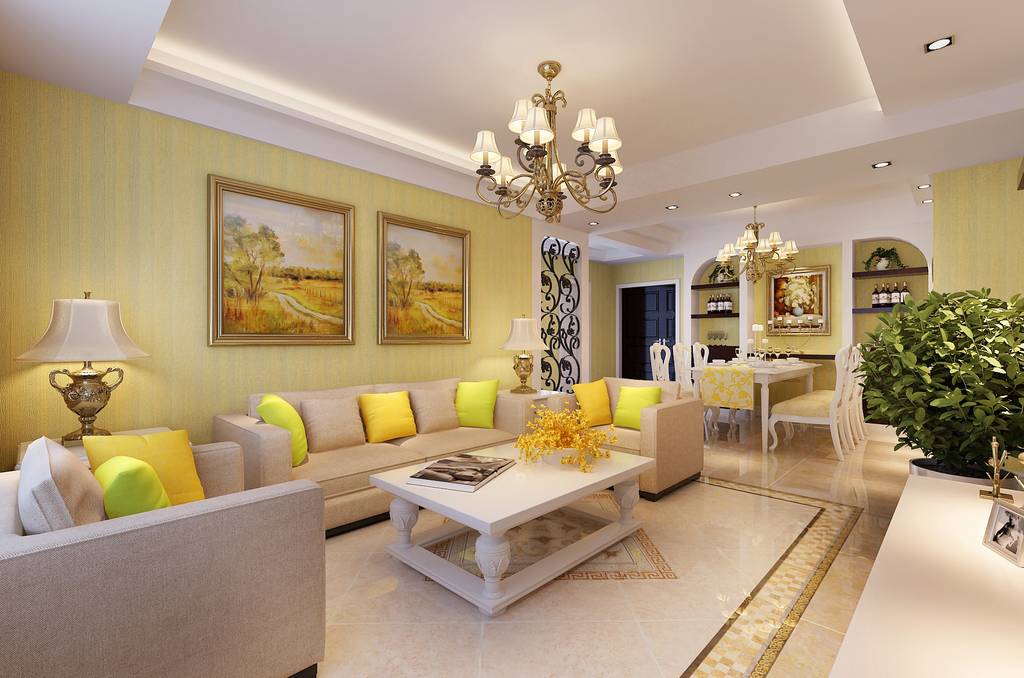 歐式風格客廳裝修效果圖，最大膽的色彩搭配！
